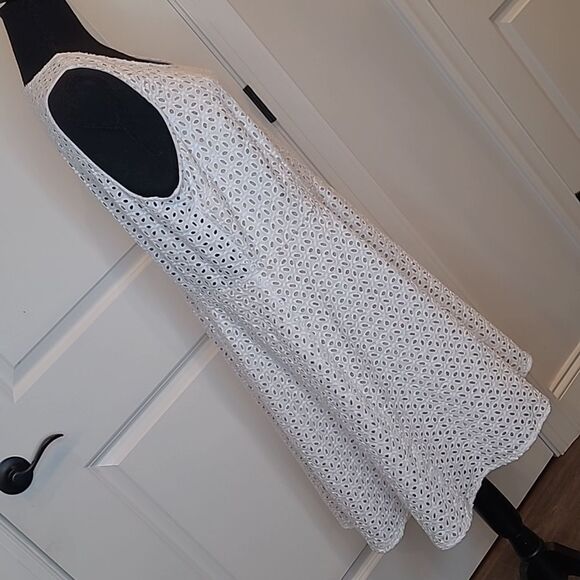 Just fabric sz 1X white eyelet dress with swing skirt, lined - Picture 3 of 13